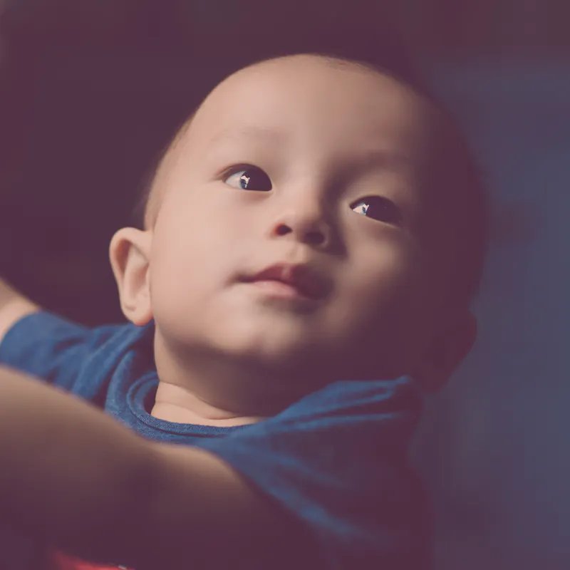 Baby looking up